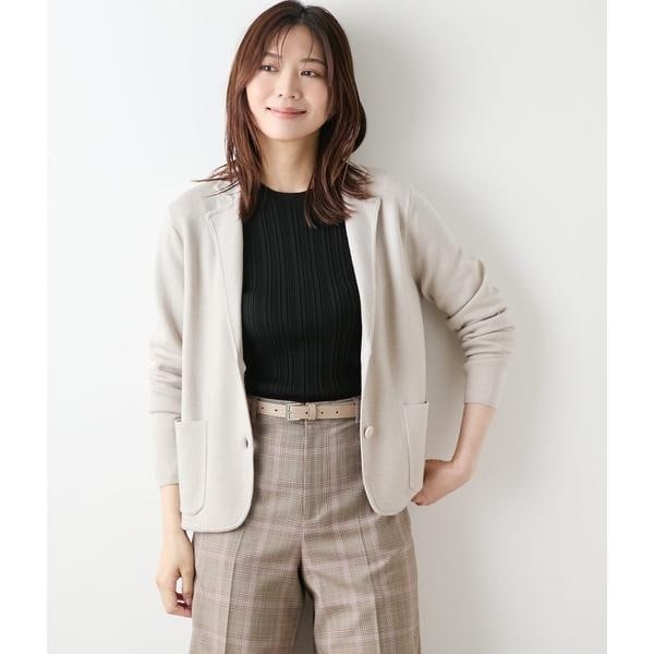 ニューヨーカー（NEWYORKER）/【手洗い可能】和紙混接結編み ニットジャケット