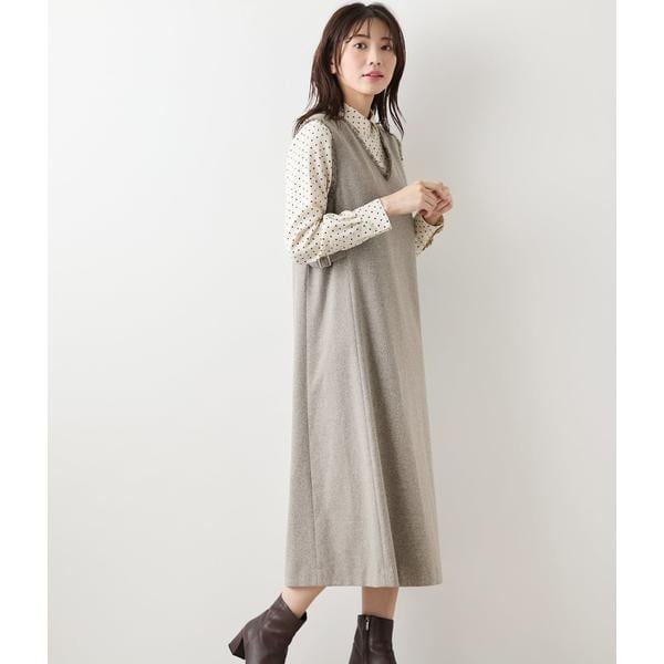 ニューヨーカー（NEWYORKER）/【ウォッシャブル】TRツイルツィード Vネックジャンパースカート