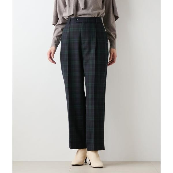 ニューヨーカー（NEWYORKER）/ウールブラックウォッチ ワンタックテーパードパンツ