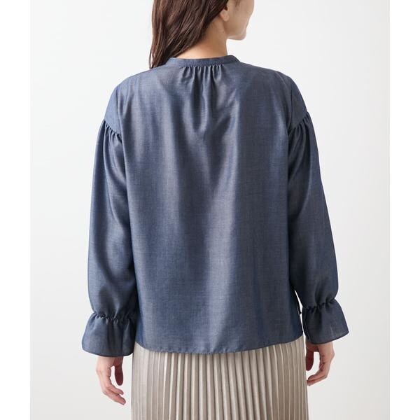 NEW】ニューヨーカー（NEWYORKER）/ダンガリーツイル ギャザーフリル