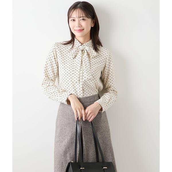 ニューヨーカー（NEWYORKER）/アムンゼンドットプリント 長袖ボウタイブラウス