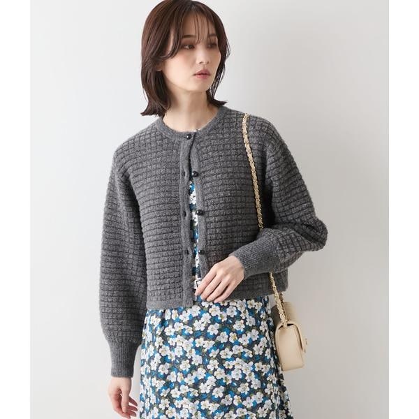 ニューヨーカー（NEWYORKER）/ブークレー格子柄 クルーネックショートカーディガン