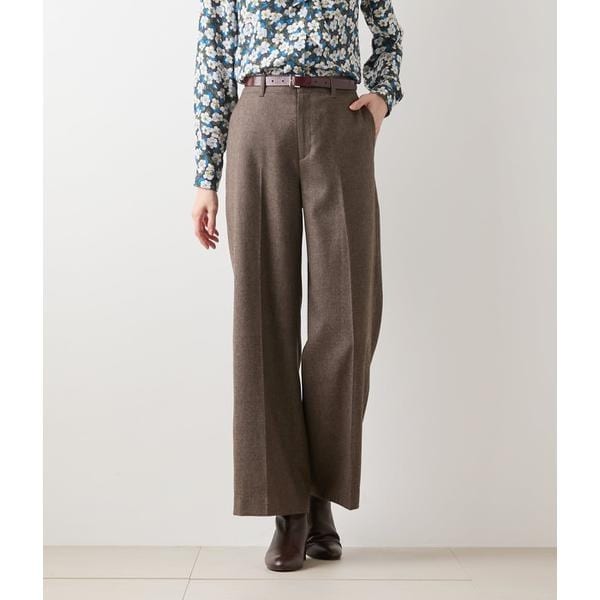 ニューヨーカー（NEWYORKER）/ウールフラノ センタープレスワイドパンツ