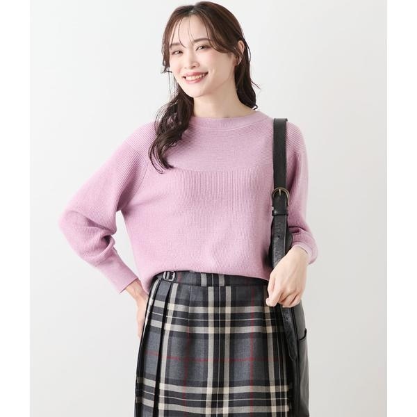 ニューヨーカー（NEWYORKER）/【手洗い可能】片畦ラメブレーティング クルーネックニット