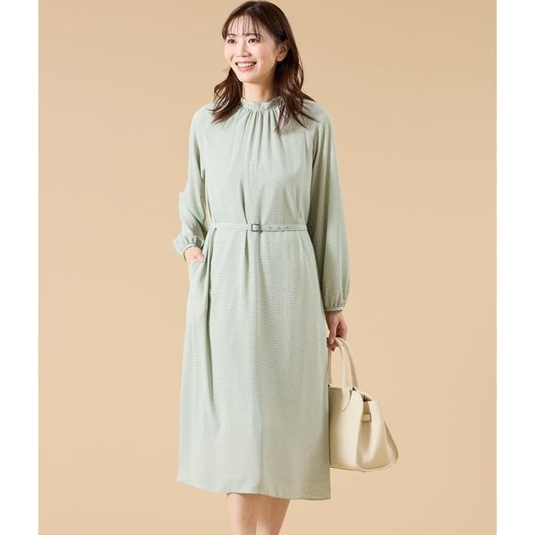 【NEW】ニューヨーカー（NEWYORKER）/ジオメトリックプリント スタンドギャザーワンピース