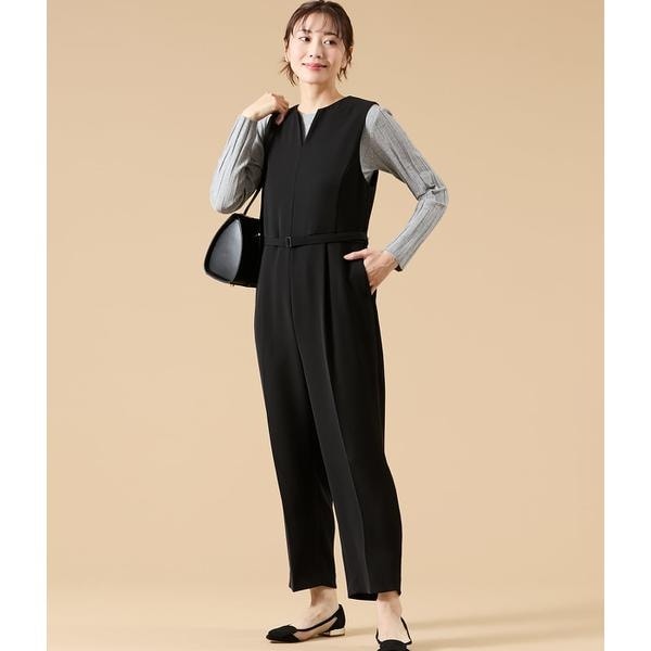 【NEW】ニューヨーカー（NEWYORKER）/ダブルサテン キーネックオールインワン