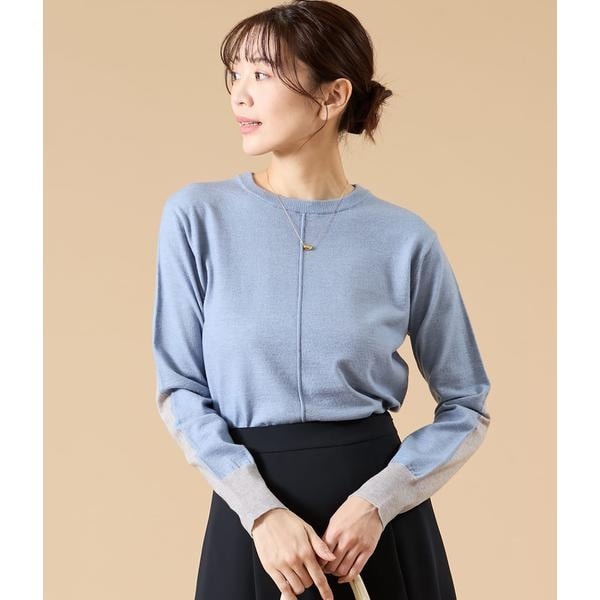 【NEW】ニューヨーカー（NEWYORKER）/ウール天竺 バイカラーニットプルオーバー