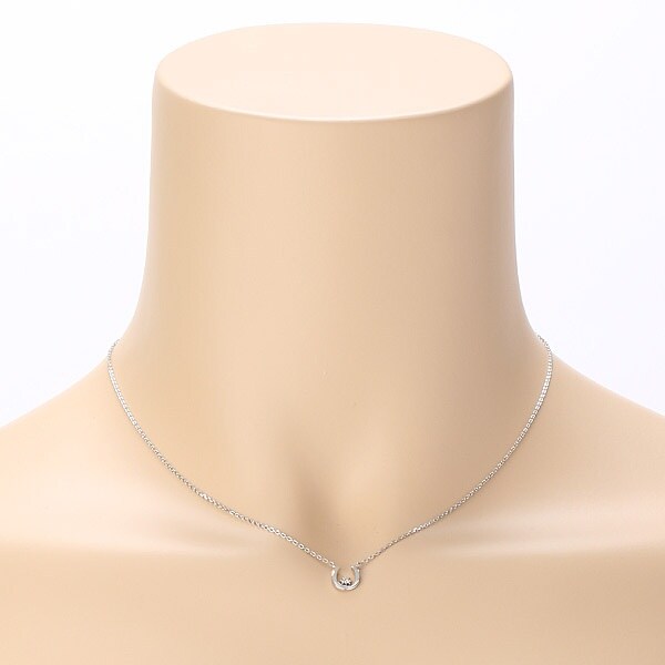 ヴァンドーム青山 ダイヤモンド ホースシュー ネックレス K18WG 2.3g 