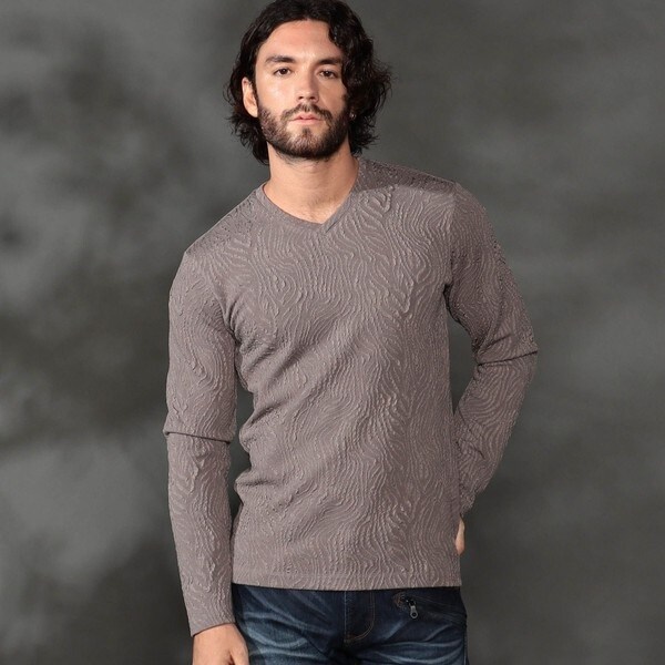 ハイダウェイ（HIDEAWAYS）/ゼブラ風ブリスタ−ジャカードＶネックプルオーバーの通販は