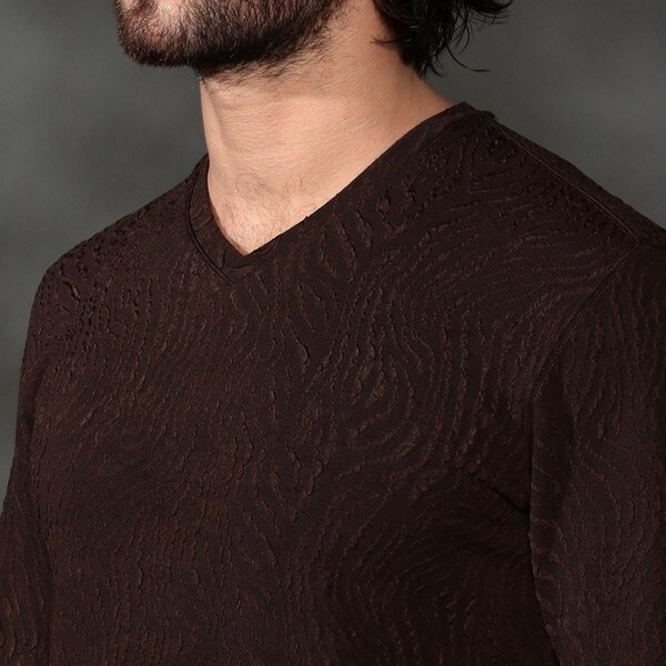 ハイダウェイ（HIDEAWAYS）/ゼブラ風ブリスタ−ジャカードＶネックプルオーバーの通販は