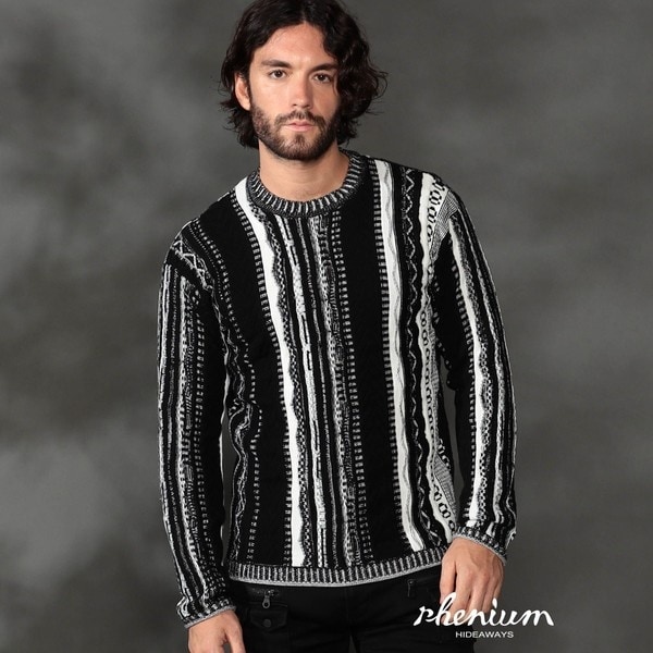 ハイダウェイ（HIDEAWAYS）/【ＷＥＢ限定】ランダムストライプ３Dニットプルオーバー