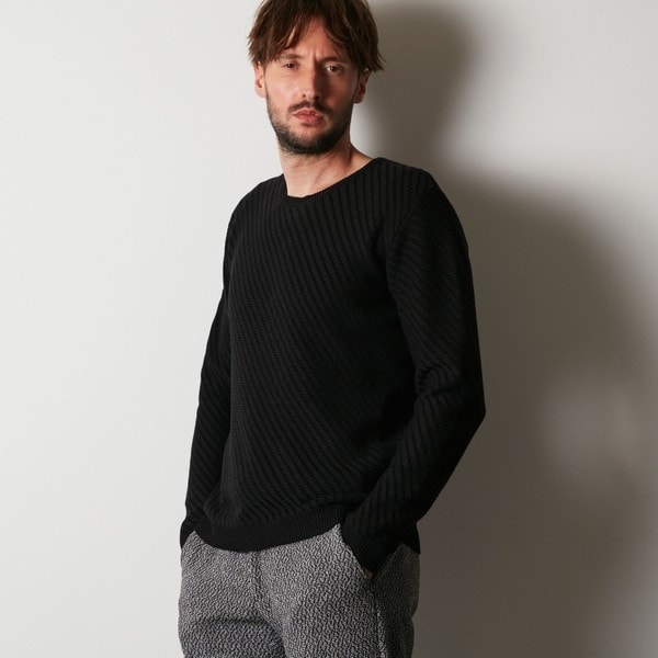 ハイダウェイ（HIDEAWAYS）/バイヤスジャガードクルーネックニット