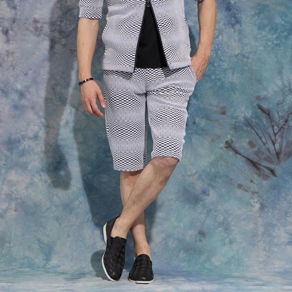 ハイダウェイ（HIDEAWAYS）/ジオメトリックブリスタージャカードハーフパンツ