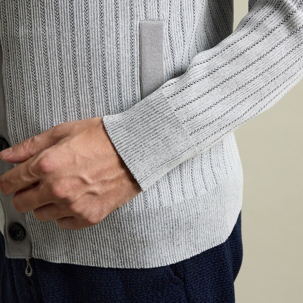 ハイダウェイ（HIDEAWAYS）/プレーティングリブジャカードニットジップ