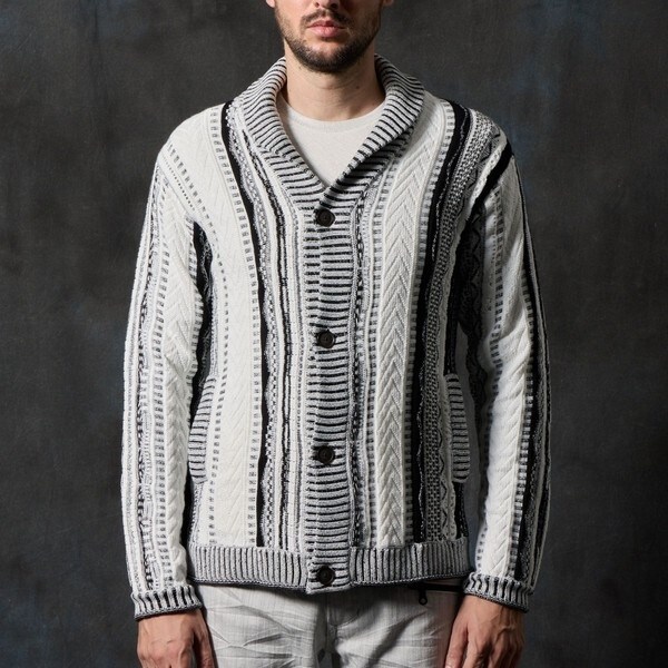 Christian Lacroix ウールニット カーディガン　3D ニット ランダムストライプ3Dニットカーディガン｜カーディガン｜ニコル公式