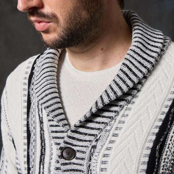 Christian Lacroix ウールニット カーディガン　3D ニット ランダムストライプ3Dニットカーディガン｜カーディガン｜ニコル公式