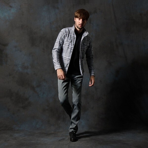 ハイダウェイ（HIDEAWAYS）/フロッキープリントスタンドカラーシャツ