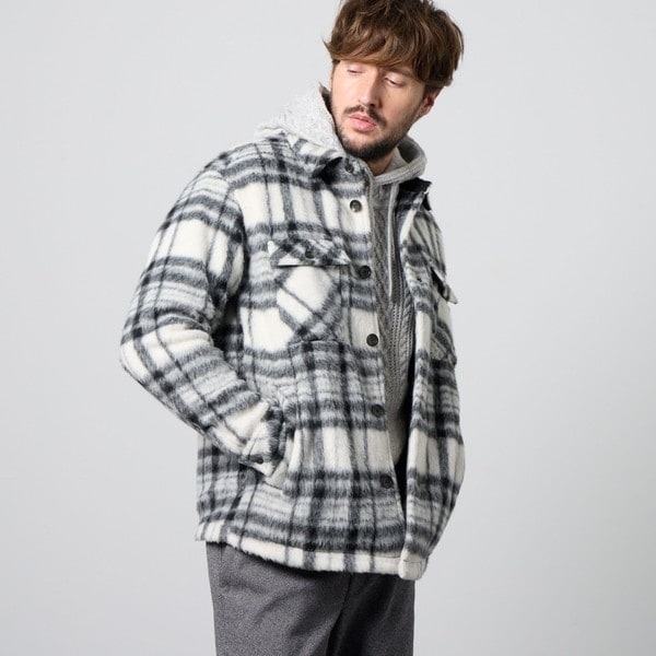 ハイダウェイ（HIDEAWAYS）/Wパッチポケット チェックブルゾン