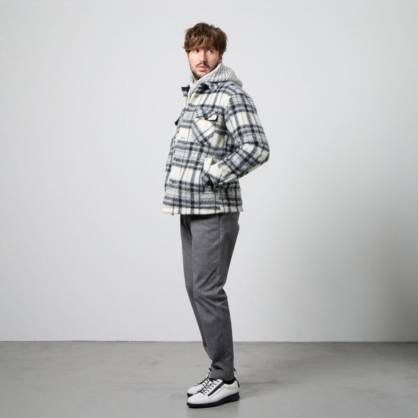 ハイダウェイ（HIDEAWAYS）/Wパッチポケット チェックブルゾン