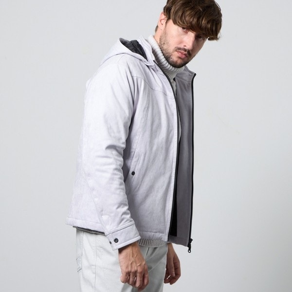 ハイダウェイ（HIDEAWAYS）/マイクロ起毛ポンチ　ワッシャープリント中綿ブルゾン