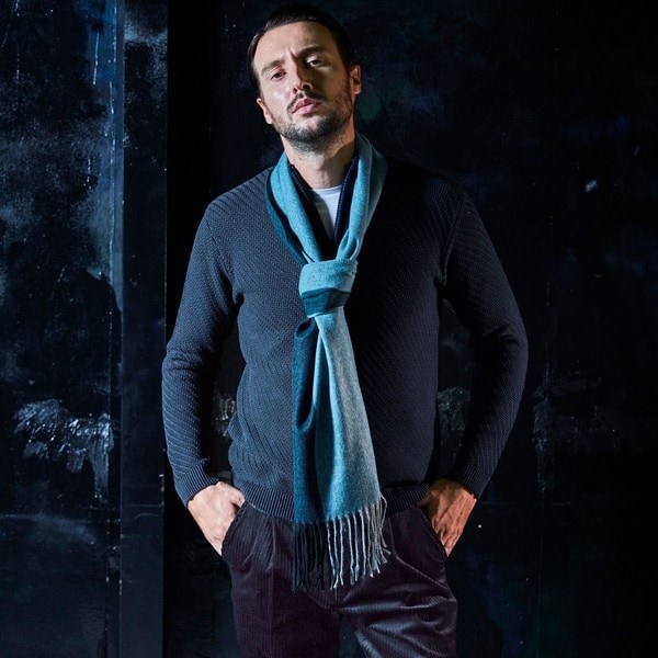 ハイダウェイ（HIDEAWAYS）/【HIDEAWAYS BLACK】バイアスジャカード　スタンドハーフジップニット