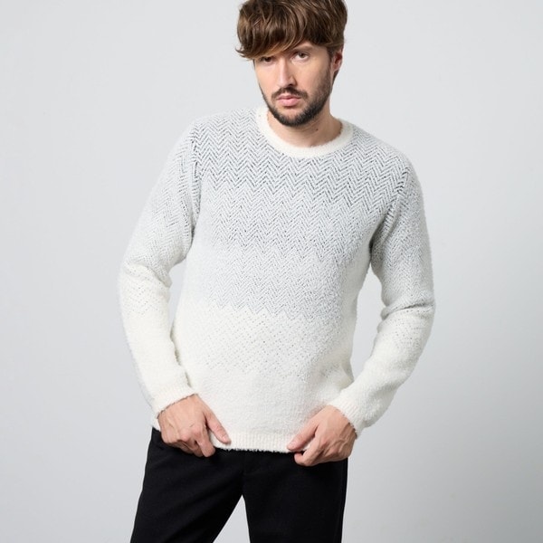 ハイダウェイ（HIDEAWAYS）/グラデーションシャギークルーネックニット