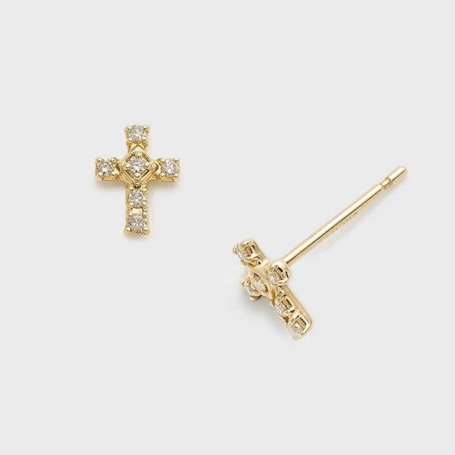 ノジェス（NOJESS）/【Tiny Motif】K10ダイヤモンドクロスピアス（0．02ct）