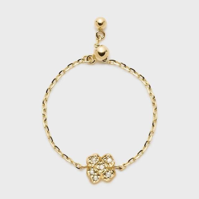 ノジェス（NOJESS）/【Tiny Motif】K10ダイヤモンドクローバーチェーンリング（0．03ct）