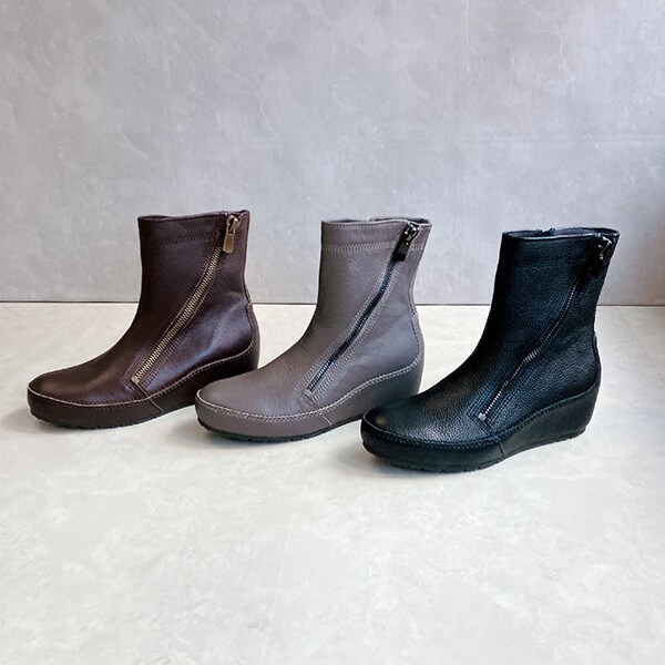 ヒナ デイ グリーン（Hina Day Green）/【25秋冬新作】日本製 サイドファスナー レザー ショートブーツ ヒナ デイ グリーン（Hina Day Green）/【25秋冬新作】日本製 サイド