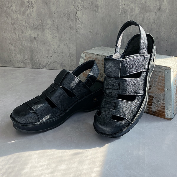 ヒナ デイ グリーン（Hina Day Green）/本革 日本製 厚底 バックストラップ グルカ レザーサンダル