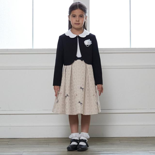 プティマイン（petit main）/【フォーマル】ジャガードリボンOP+衿つきJKセット