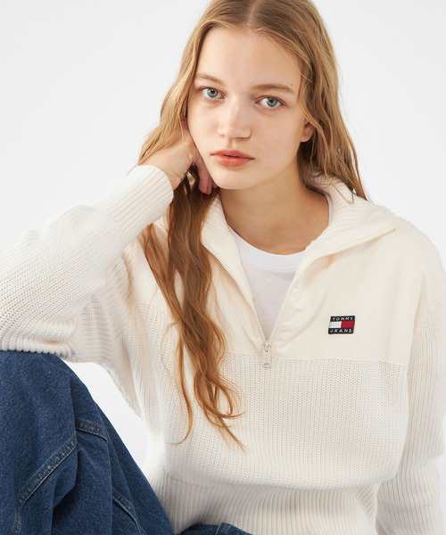 トミー ジーンズ（TOMMY JEANS）/ハーフジップバッジリブセーターの