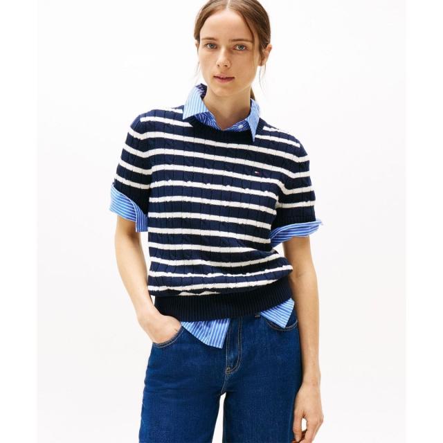 トミー ジーンズ（ JEANS）/ケーブルショートスリーブクルーネックセーター