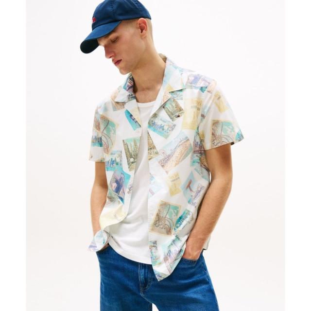 トミー ジーンズ（ JEANS）/オールオーバープリントポプリンキャンプシャツ