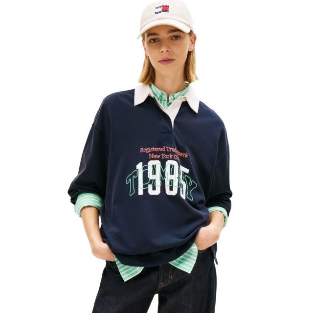 トミー ジーンズ（TOMMY JEANS）/オーバーサイズバーシティラグビーシャツ