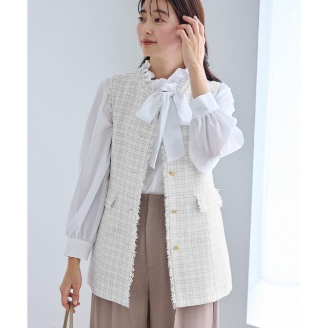 ロペピクニック（ROPE’ PICNIC）/【WEB限定カラー】ツイード金ボタンジレベスト/セレモニー対応・リンクコーデ_2