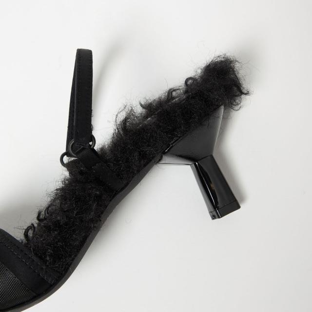 オデットエオディール　フェイクファーサンダル ODETTE E ODILE ＜SY＞ ヒールアップフェイクファー サンダル55