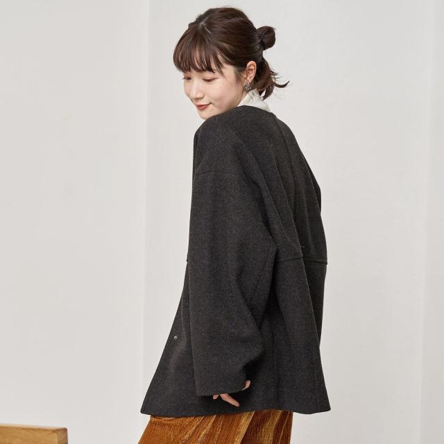 コーエン（coen）/ライトメルトン ノーカラーミドルコートの通販はau