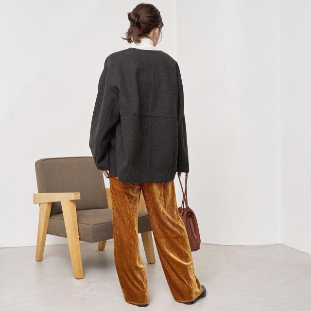 コーエン（coen）/ライトメルトン ノーカラーミドルコートの通販はau