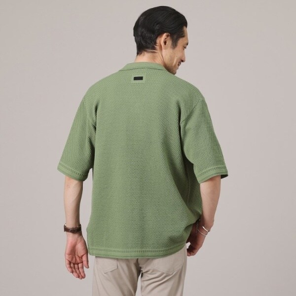 CULLNI メッシュニット ジップアップ ポロシャツ CULLNI/クルニ】メッシュニットポロシャツ Bi Color Mesh Knit ZIp Up