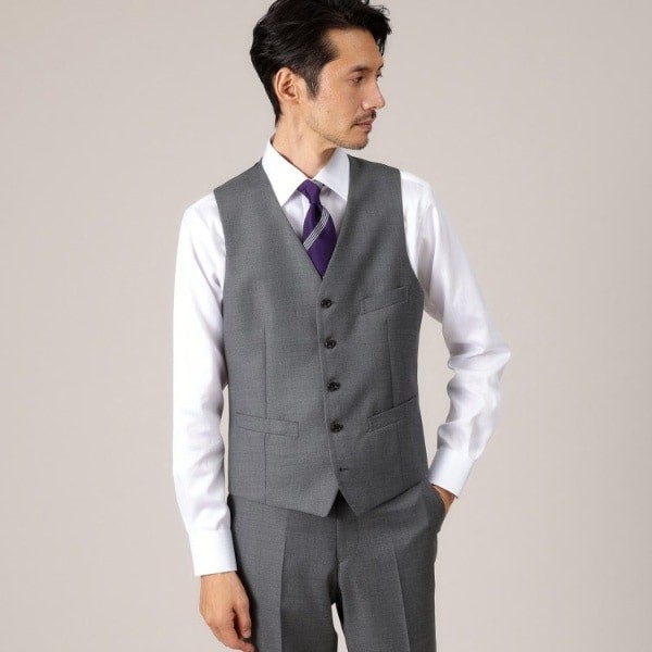 タケオキクチ（TAKEO KIKUCHI）/【DORMEUIL AMADEUS365】ダイアゴナル柄 ベスト 3ピース対応の通販は