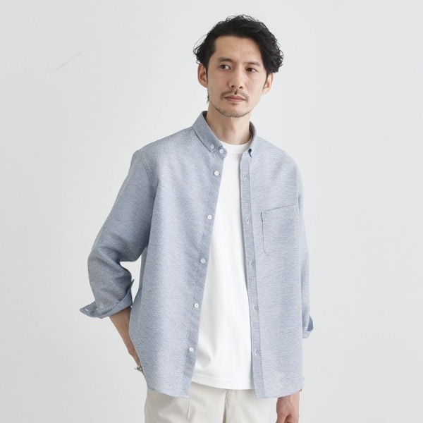 タケオキクチ（TAKEO KIKUCHI）/【Sサイズ〜】カラミ織り 7分袖シャツ