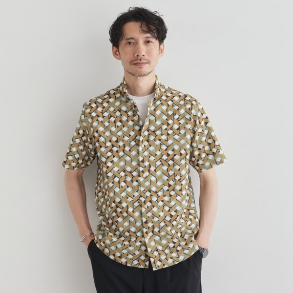 タケオキクチ（TAKEO KIKUCHI）/【COOL CITY WEAR】籠目アート柄 サッカーシャツ 通気性_1