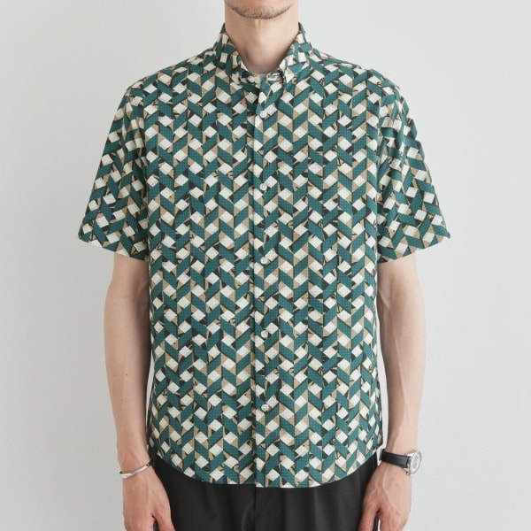 タケオキクチ（TAKEO KIKUCHI）/【COOL CITY WEAR】籠目アート柄 サッカーシャツ 通気性_3