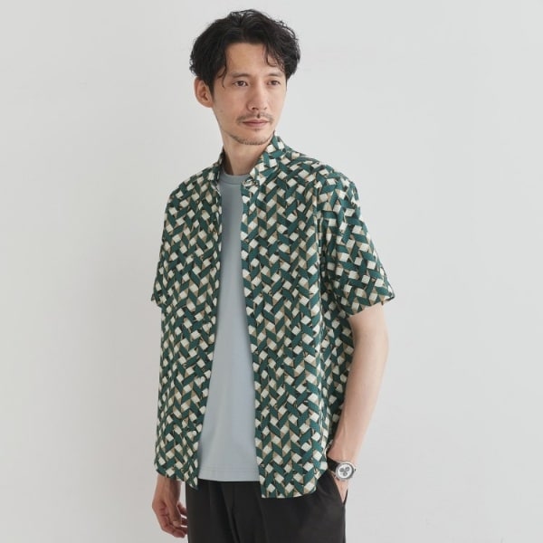 タケオキクチ（TAKEO KIKUCHI）/【COOL CITY WEAR】籠目アート柄 サッカーシャツ 通気性_17