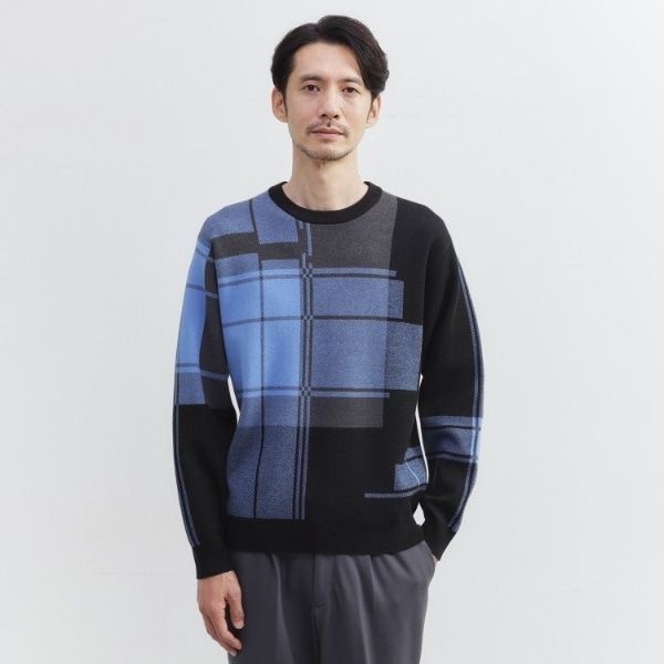 タケオキクチ（TAKEO KIKUCHI）/ランダム チェック ジャカード ニット