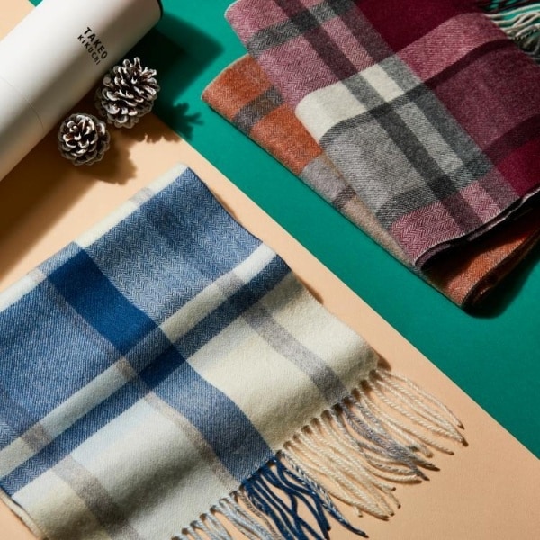 タケオキクチ（TAKEO KIKUCHI）/チェックカシミヤマフラー