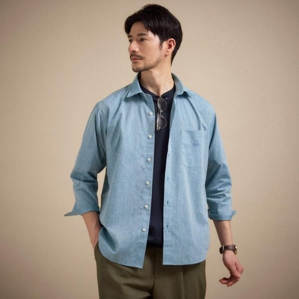 タケオキクチ（TAKEO KIKUCHI）/【接触冷感】ハイブリッド リネン 七分袖シャツ