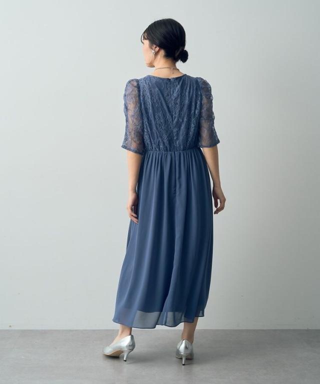 YECCA VECCA レース×シフォンドレス YECCA VECCA｜レース切替シフォン