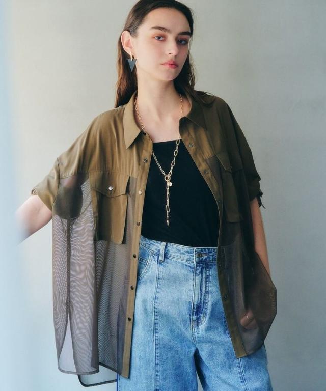 イェッカ ヴェッカ（YECCA VECCA）/メッシュMIXデザインシャツ